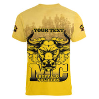 Personalized African American Buffalo Soldier Women V-Neck T-Shirt We Can We Will - Yellow - Wonder Print Shop