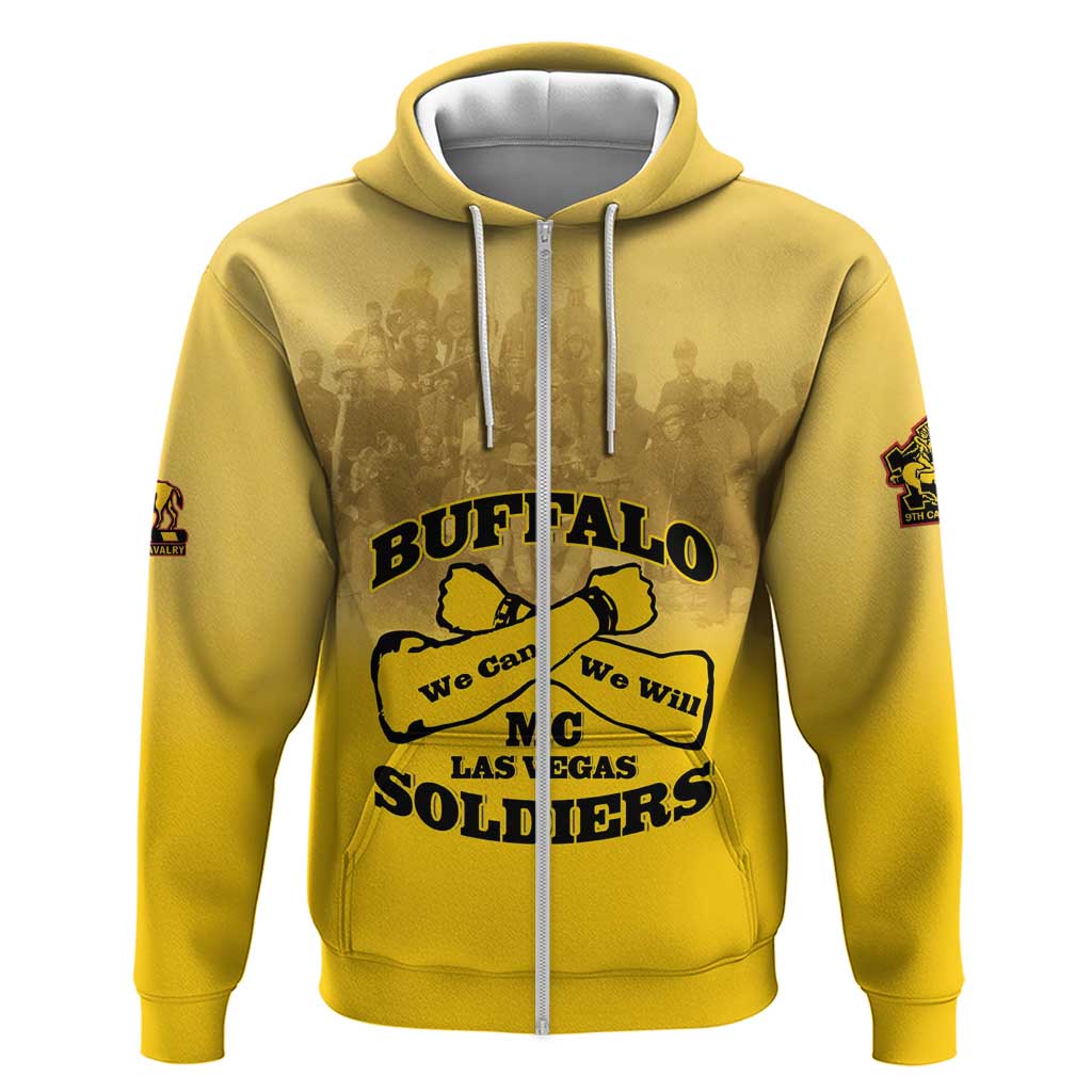 Personalized African American Buffalo Soldier Zip Hoodie We Can We Will - Yellow - Wonder Print Shop
