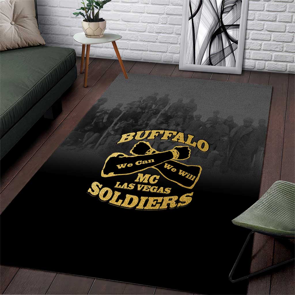 African American Buffalo Soldier Area Rug We Can We Will - Black - Wonder Print Shop