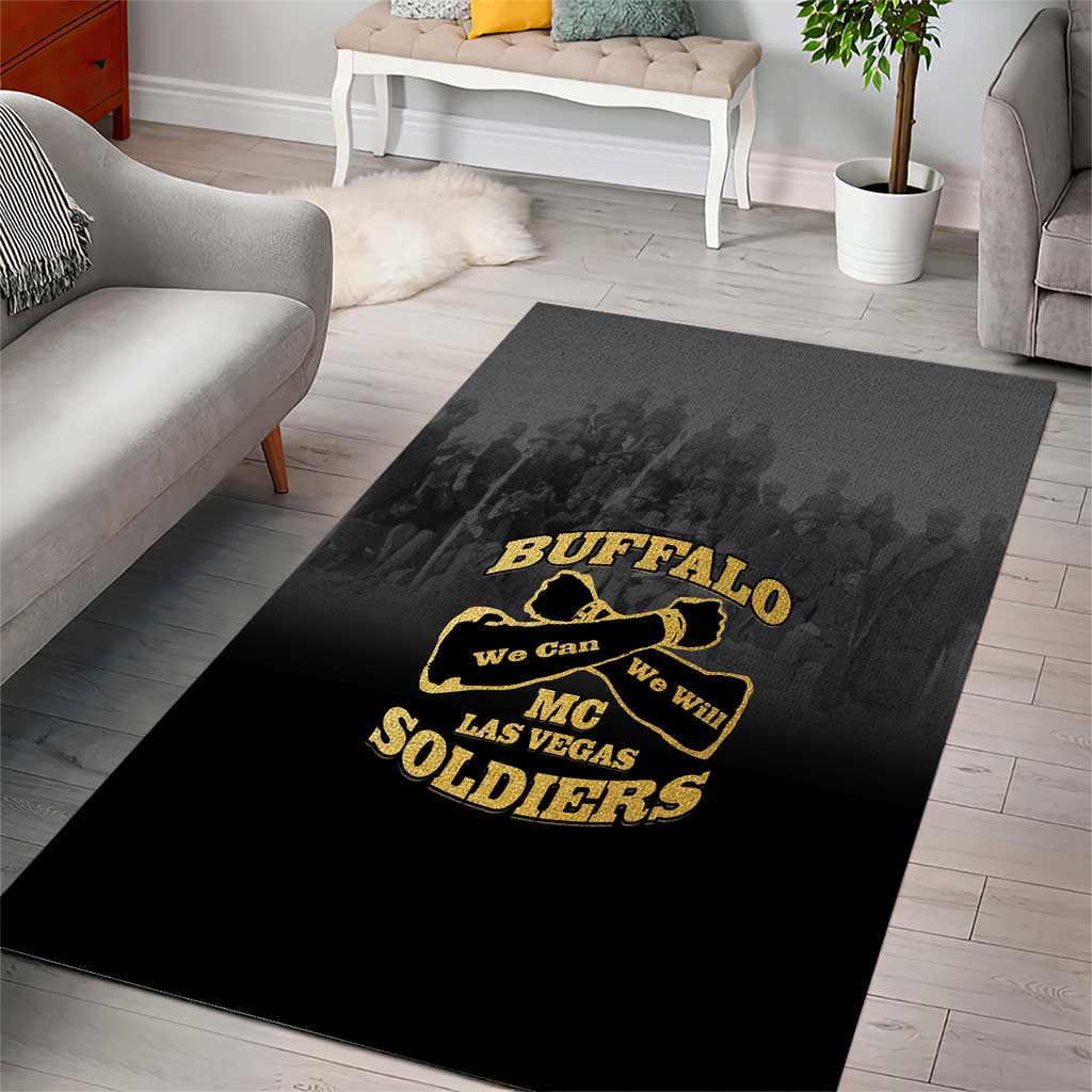African American Buffalo Soldier Area Rug We Can We Will - Black - Wonder Print Shop