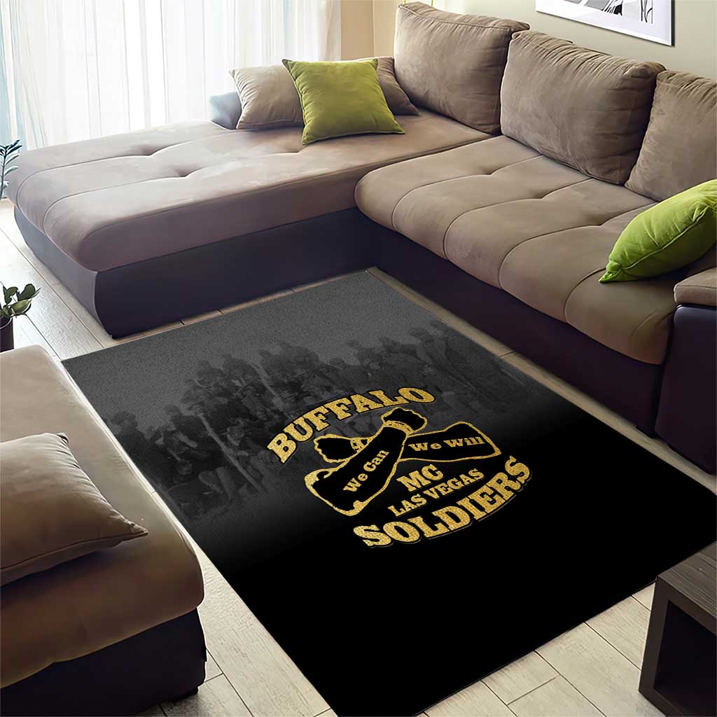 African American Buffalo Soldier Area Rug We Can We Will - Black - Wonder Print Shop