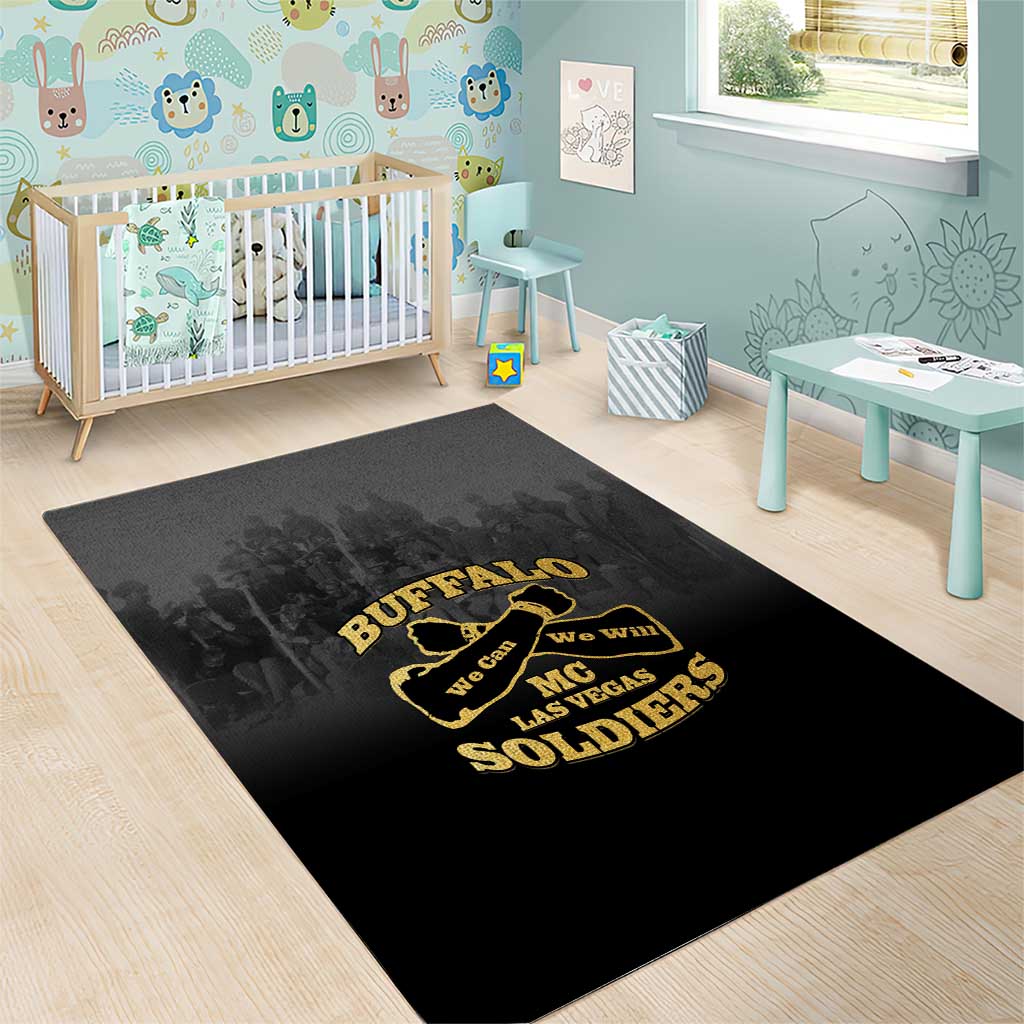 African American Buffalo Soldier Area Rug We Can We Will - Black - Wonder Print Shop