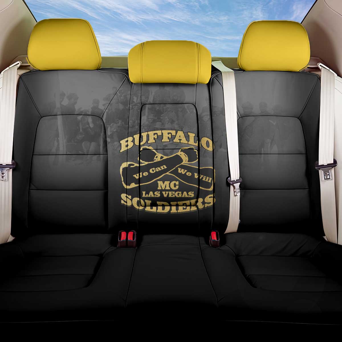 African American Buffalo Soldier Back Car Seat Cover We Can We Will - Black - Wonder Print Shop