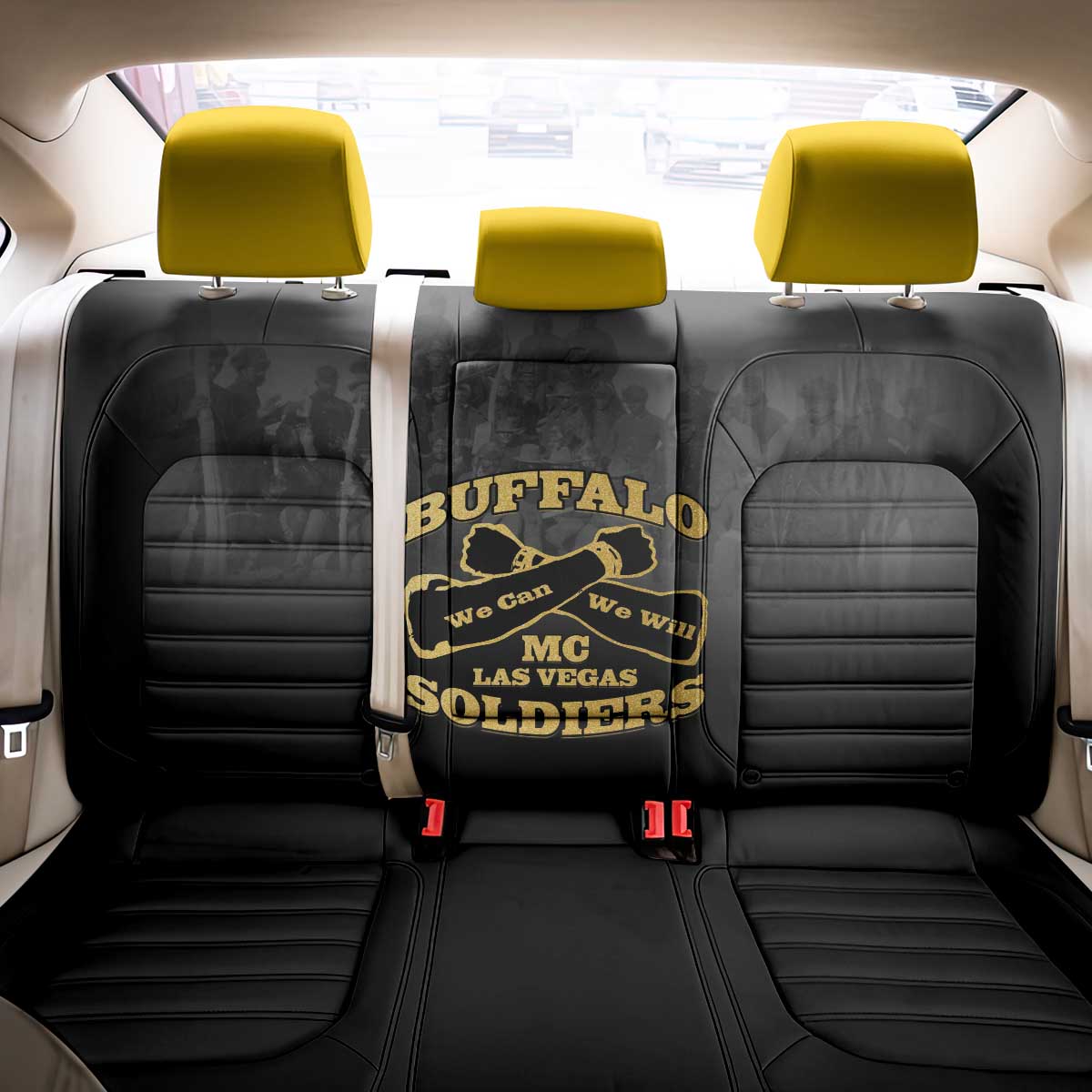 African American Buffalo Soldier Back Car Seat Cover We Can We Will - Black - Wonder Print Shop