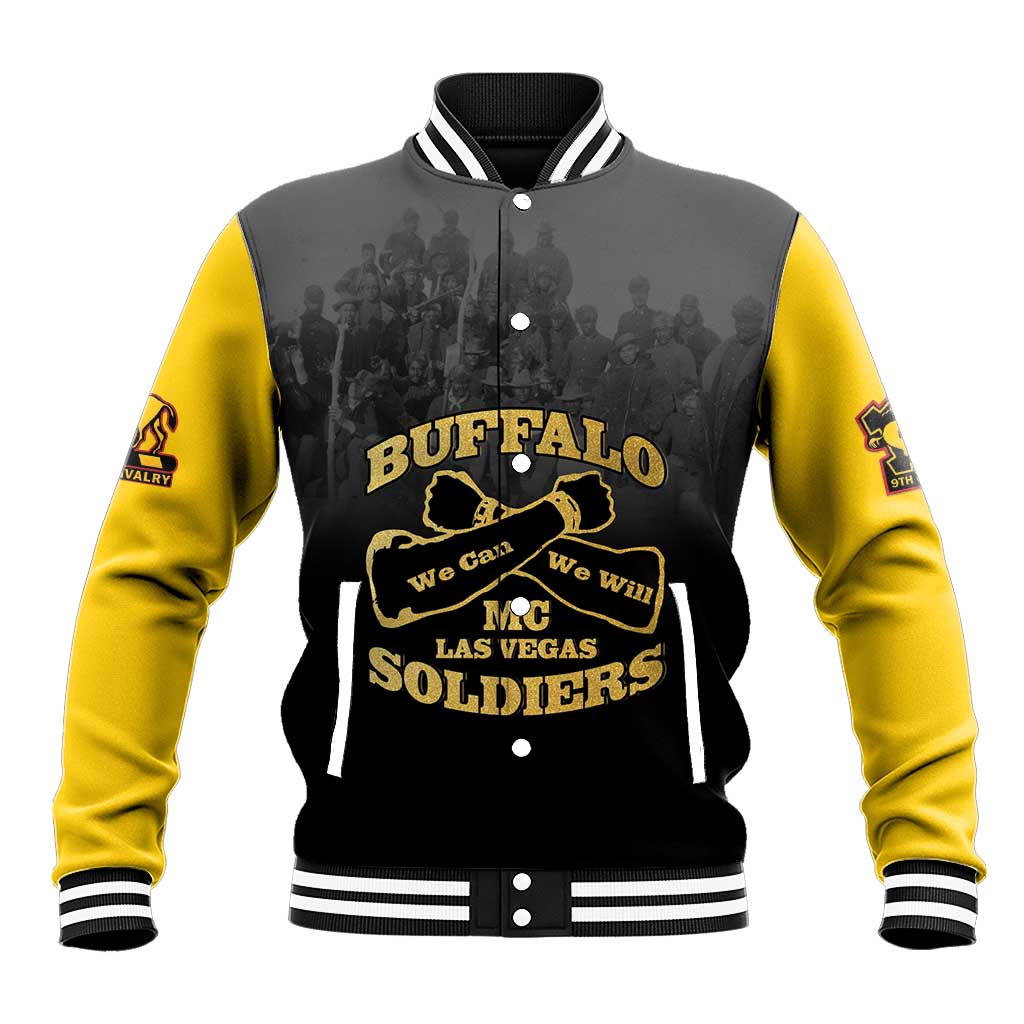 Personalized African American Buffalo Soldier Baseball Jacket We Can We Will - Black - Wonder Print Shop