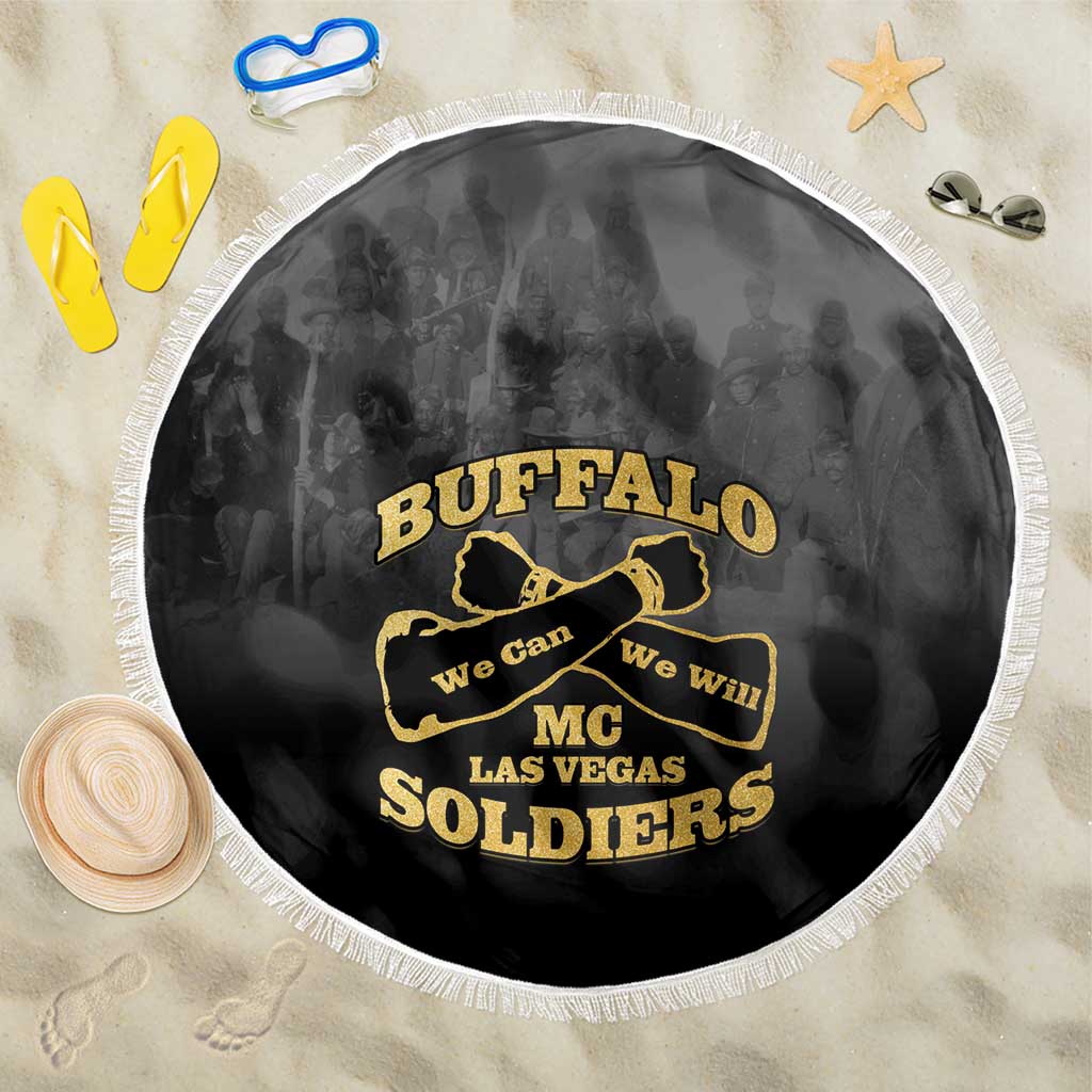 African American Buffalo Soldier Beach Blanket We Can We Will - Black - Wonder Print Shop
