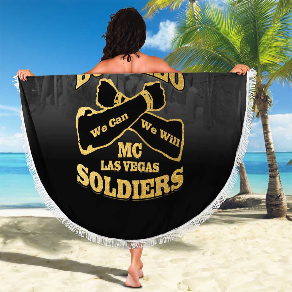 African American Buffalo Soldier Beach Blanket We Can We Will - Black - Wonder Print Shop