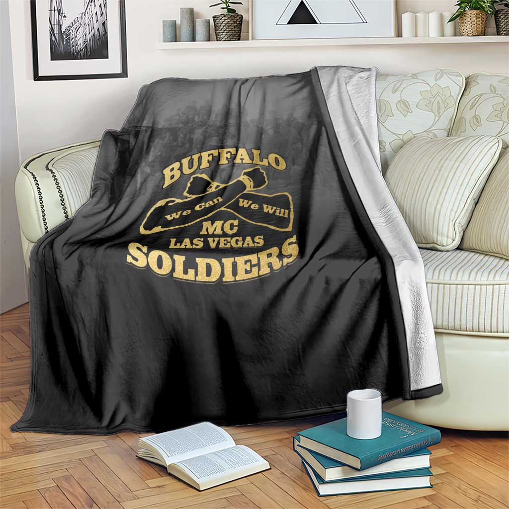 African American Buffalo Soldier Blanket We Can We Will - Black - Wonder Print Shop