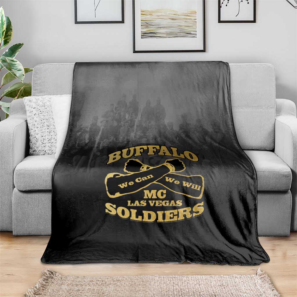 African American Buffalo Soldier Blanket We Can We Will - Black - Wonder Print Shop