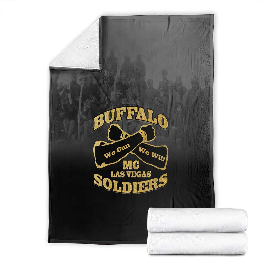 African American Buffalo Soldier Blanket We Can We Will - Black - Wonder Print Shop