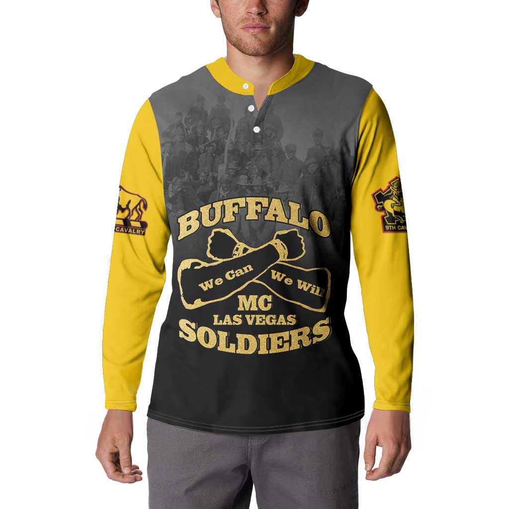 Personalized African American Buffalo Soldier Button Sweatshirt We Can We Will - Black - Wonder Print Shop