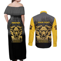 Personalized African American Buffalo Soldier Couples Matching Off Shoulder Maxi Dress and Long Sleeve Button Shirt We Can We Will - Black - Wonder Print Shop