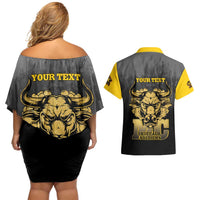 Personalized African American Buffalo Soldier Couples Matching Off Shoulder Short Dress and Hawaiian Shirt We Can We Will - Black - Wonder Print Shop