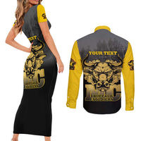 Personalized African American Buffalo Soldier Couples Matching Short Sleeve Bodycon Dress and Long Sleeve Button Shirt We Can We Will - Black - Wonder Print Shop