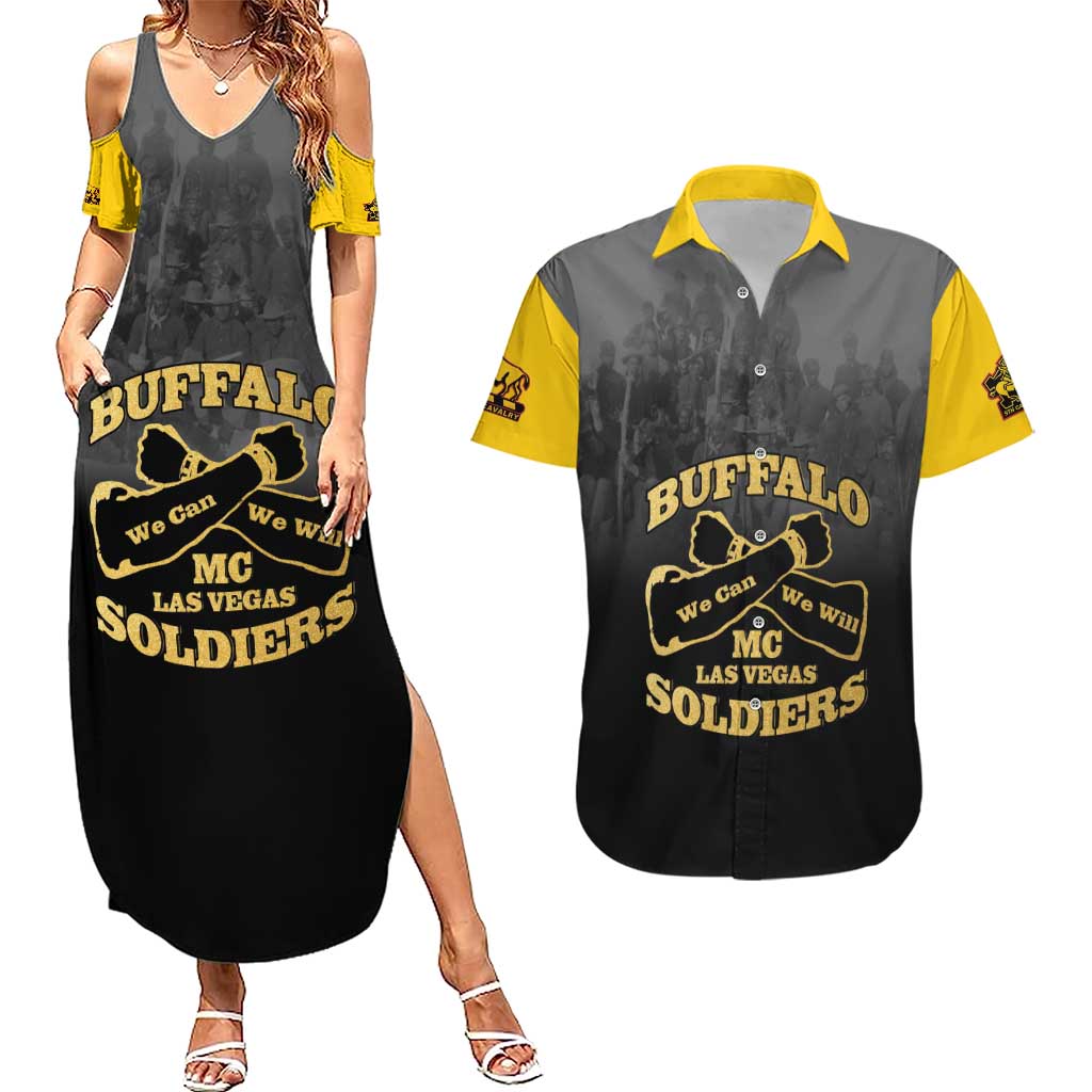 Personalized African American Buffalo Soldier Couples Matching Summer Maxi Dress and Hawaiian Shirt We Can We Will - Black - Wonder Print Shop