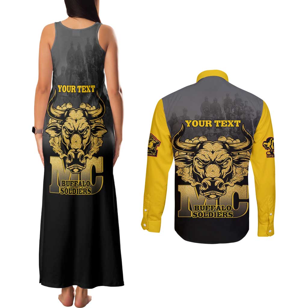 Personalized African American Buffalo Soldier Couples Matching Tank Maxi Dress and Long Sleeve Button Shirt We Can We Will - Black - Wonder Print Shop