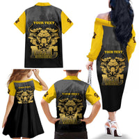 Personalized African American Buffalo Soldier Family Matching Off The Shoulder Long Sleeve Dress and Hawaiian Shirt We Can We Will - Black - Wonder Print Shop