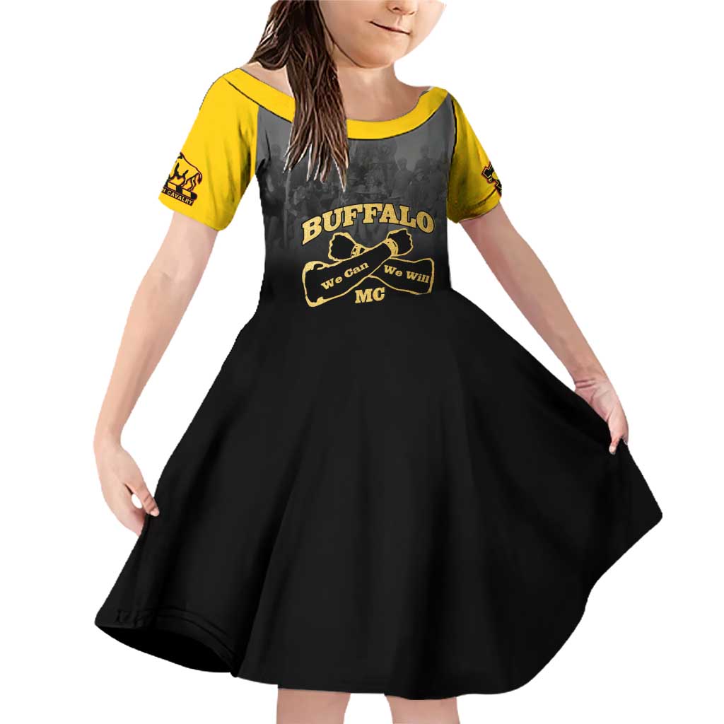 Personalized African American Buffalo Soldier Family Matching Off Shoulder Short Dress and Hawaiian Shirt We Can We Will - Black - Wonder Print Shop