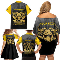Personalized African American Buffalo Soldier Family Matching Off Shoulder Short Dress and Hawaiian Shirt We Can We Will - Black - Wonder Print Shop
