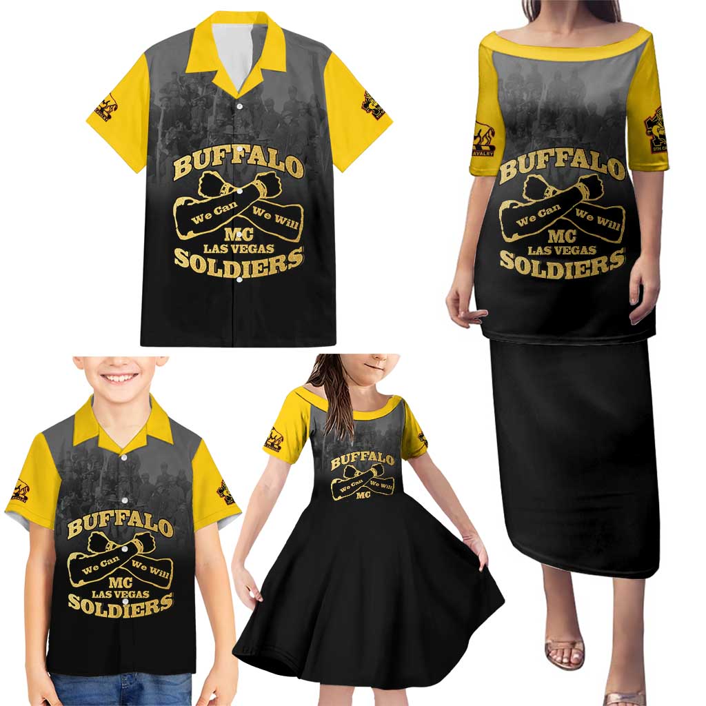 Personalized African American Buffalo Soldier Family Matching Puletasi and Hawaiian Shirt We Can We Will - Black - Wonder Print Shop