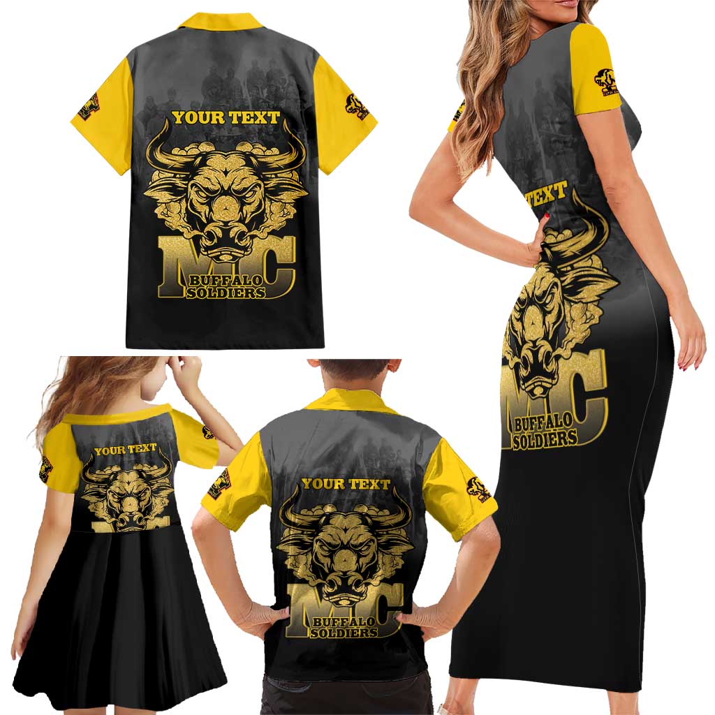 Personalized African American Buffalo Soldier Family Matching Short Sleeve Bodycon Dress and Hawaiian Shirt We Can We Will - Black - Wonder Print Shop