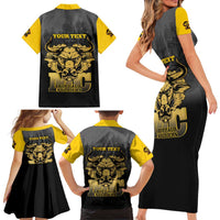 Personalized African American Buffalo Soldier Family Matching Short Sleeve Bodycon Dress and Hawaiian Shirt We Can We Will - Black - Wonder Print Shop