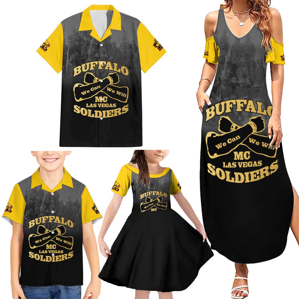 Personalized African American Buffalo Soldier Family Matching Summer Maxi Dress and Hawaiian Shirt We Can We Will - Black - Wonder Print Shop