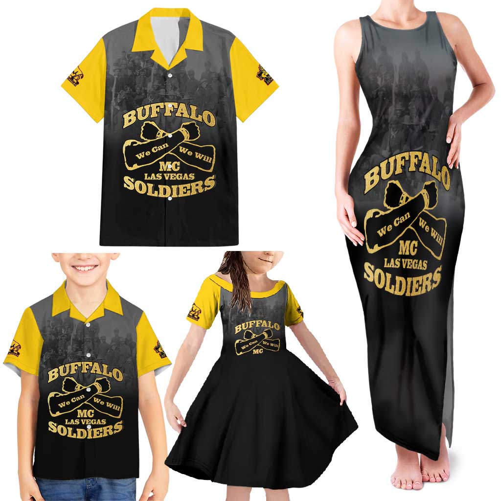 Personalized African American Buffalo Soldier Family Matching Tank Maxi Dress and Hawaiian Shirt We Can We Will - Black - Wonder Print Shop