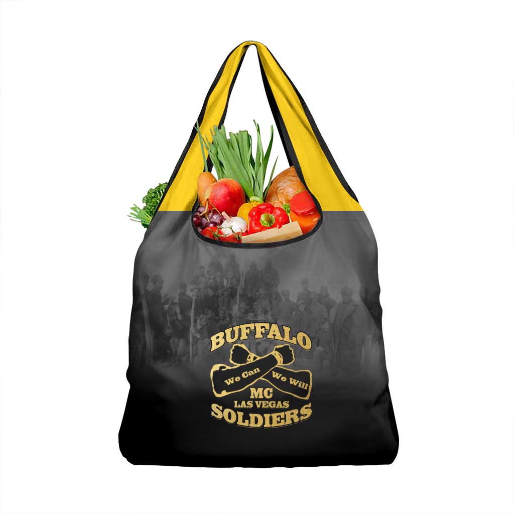African American Buffalo Soldier Grocery Bag We Can We Will - Black - Wonder Print Shop