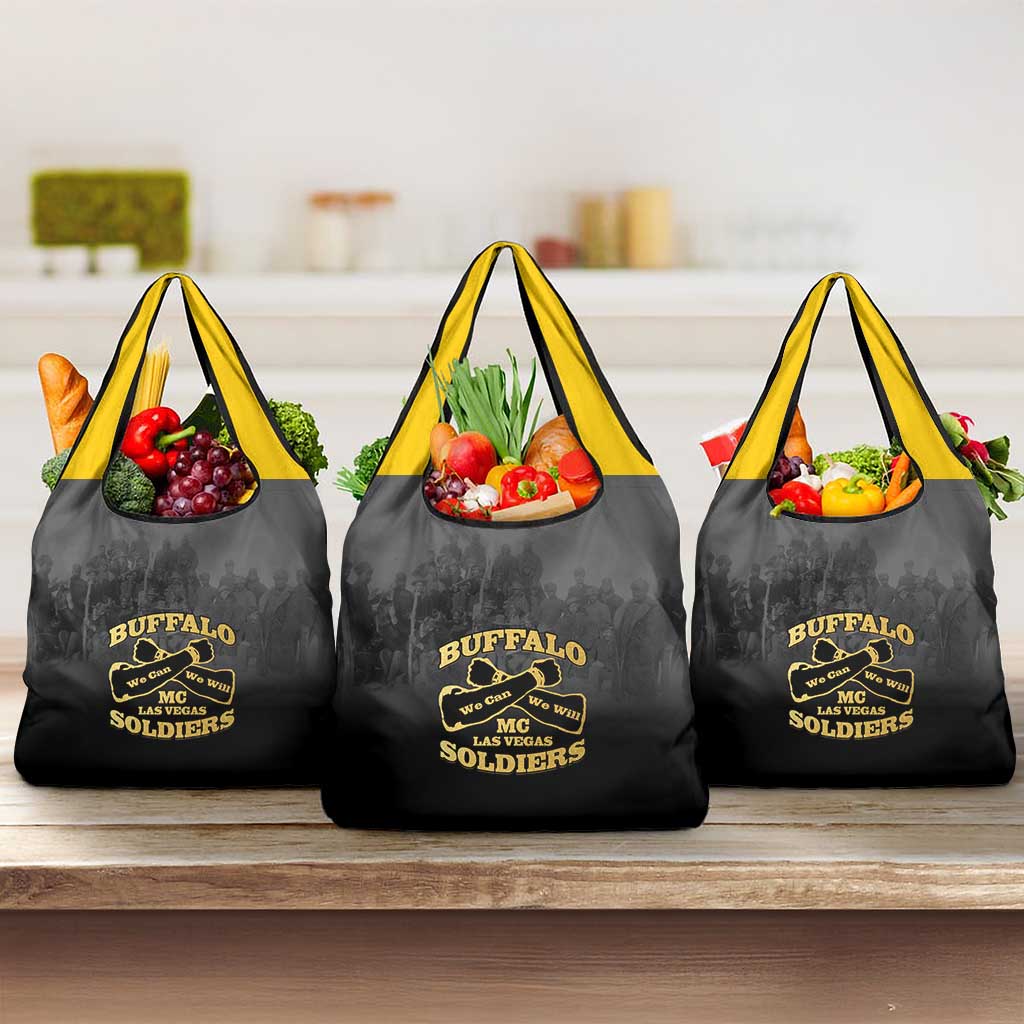 African American Buffalo Soldier Grocery Bag We Can We Will - Black - Wonder Print Shop