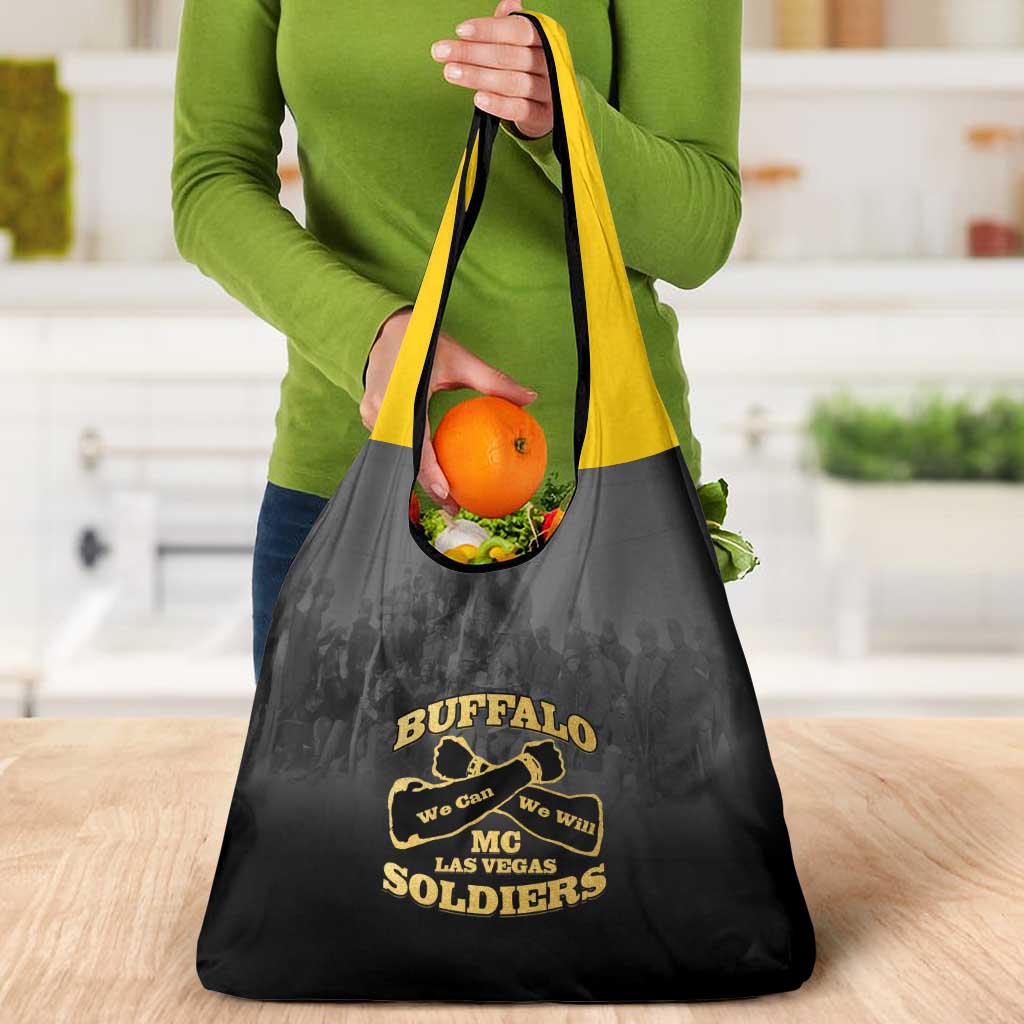 African American Buffalo Soldier Grocery Bag We Can We Will - Black - Wonder Print Shop