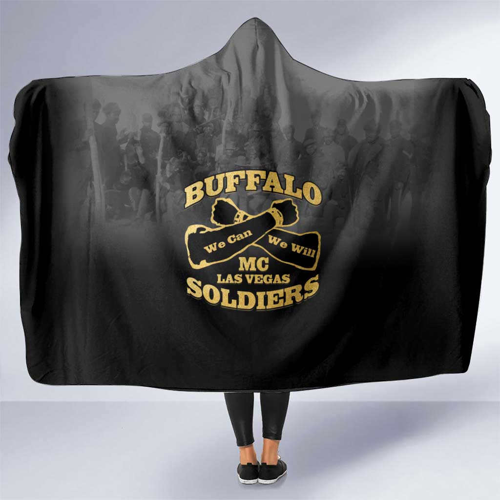 African American Buffalo Soldier Hooded Blanket We Can We Will - Black - Wonder Print Shop