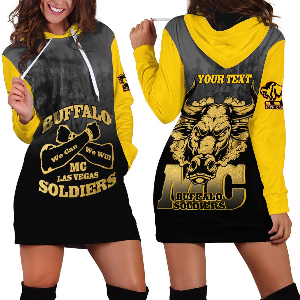 Personalized African American Buffalo Soldier Hoodie Dress We Can We Will - Black - Wonder Print Shop