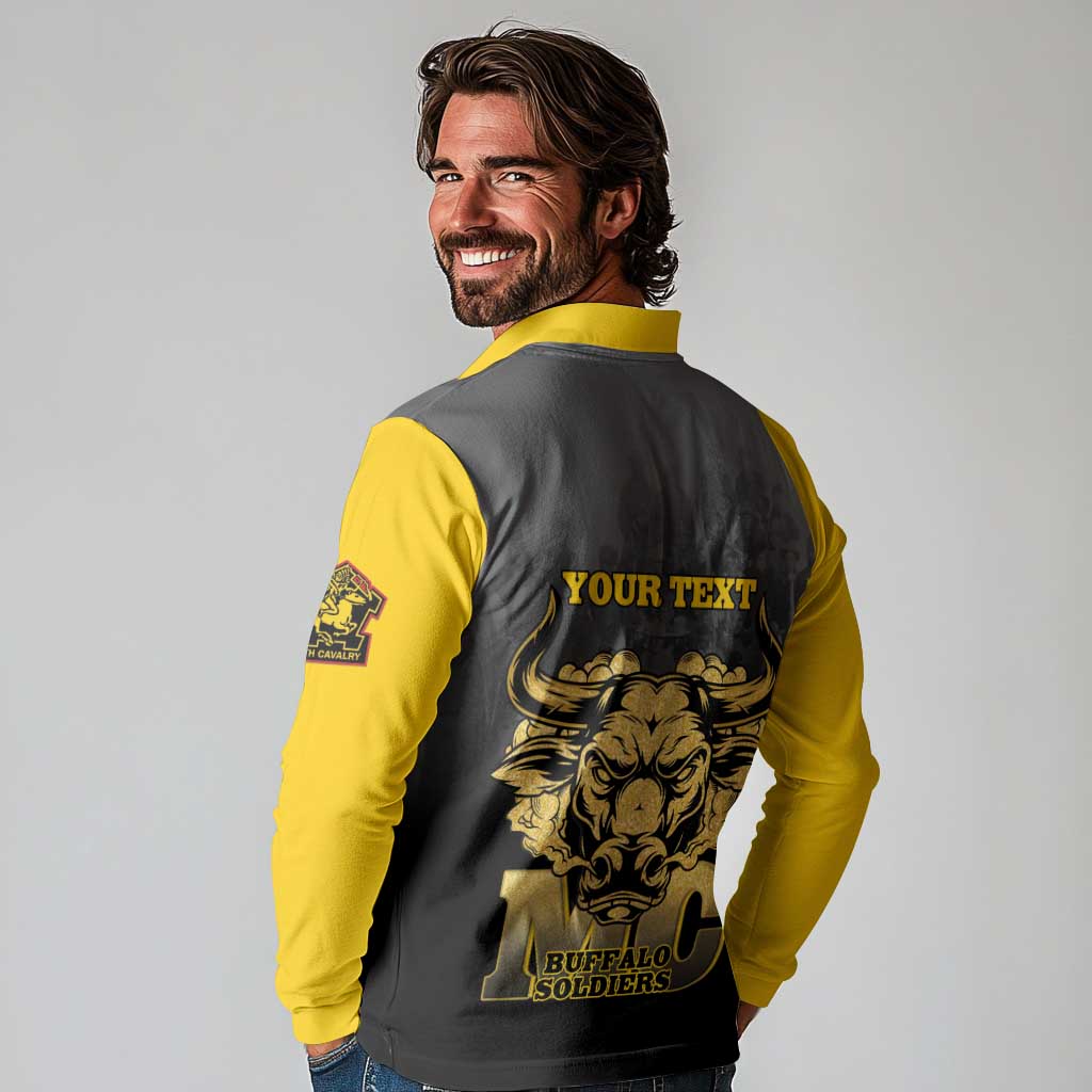 Personalized African American Buffalo Soldier Long Sleeve Polo Shirt We Can We Will - Black - Wonder Print Shop