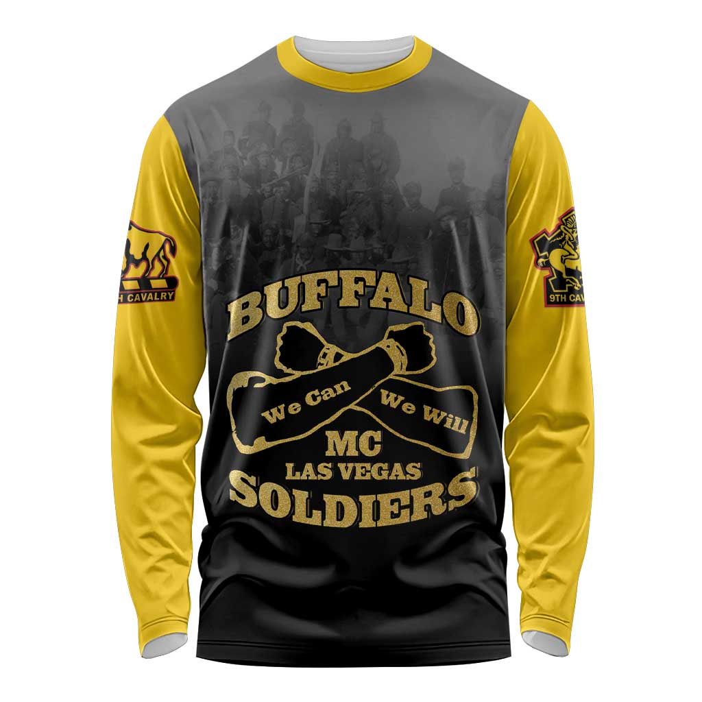 Personalized African American Buffalo Soldier Long Sleeve Shirt We Can We Will - Black - Wonder Print Shop