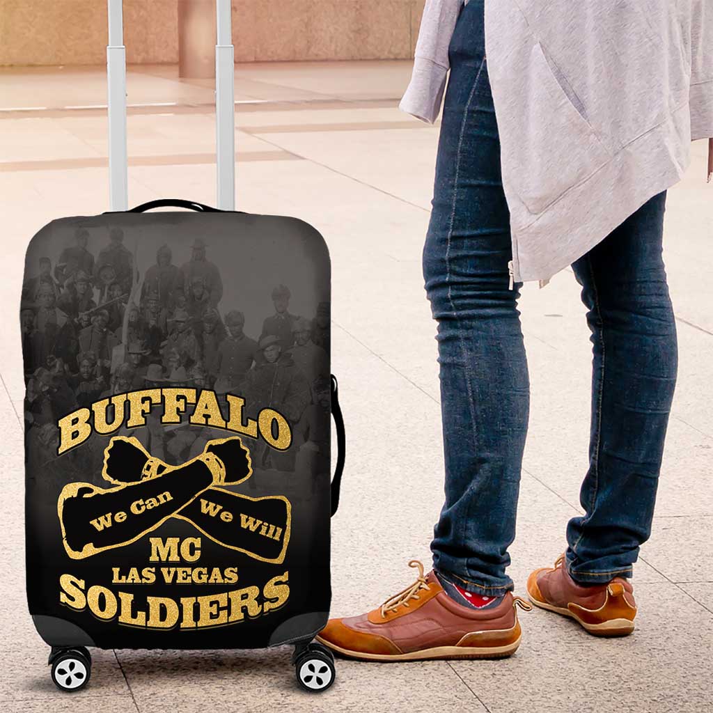 African American Buffalo Soldier Luggage Cover We Can We Will - Black - Wonder Print Shop