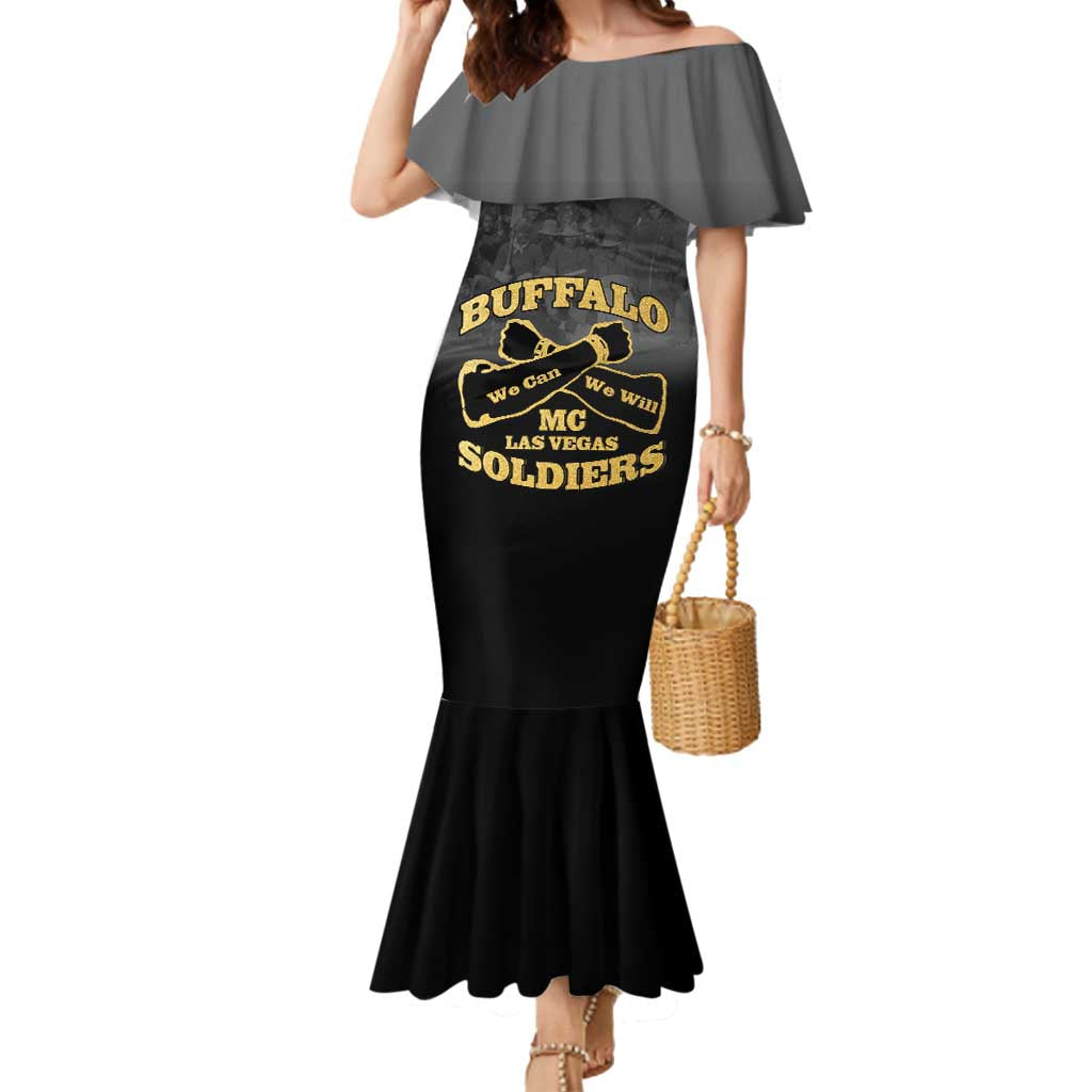 Personalized African American Buffalo Soldier Mermaid Dress We Can We Will - Black - Wonder Print Shop