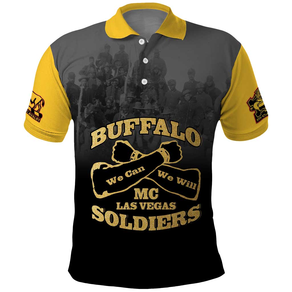 Personalized African American Buffalo Soldier Polo Shirt We Can We Will - Black - Wonder Print Shop
