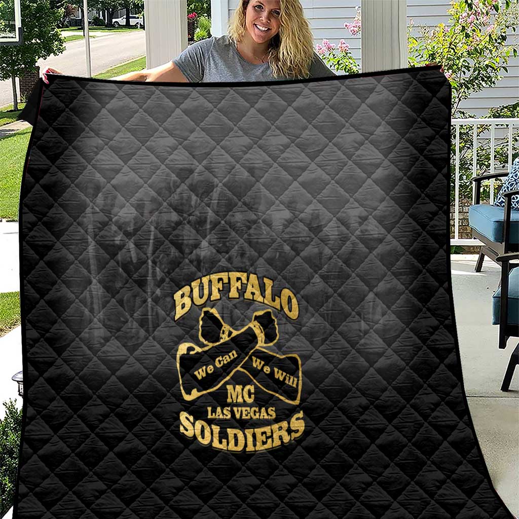 African American Buffalo Soldier Quilt We Can We Will - Black - Wonder Print Shop