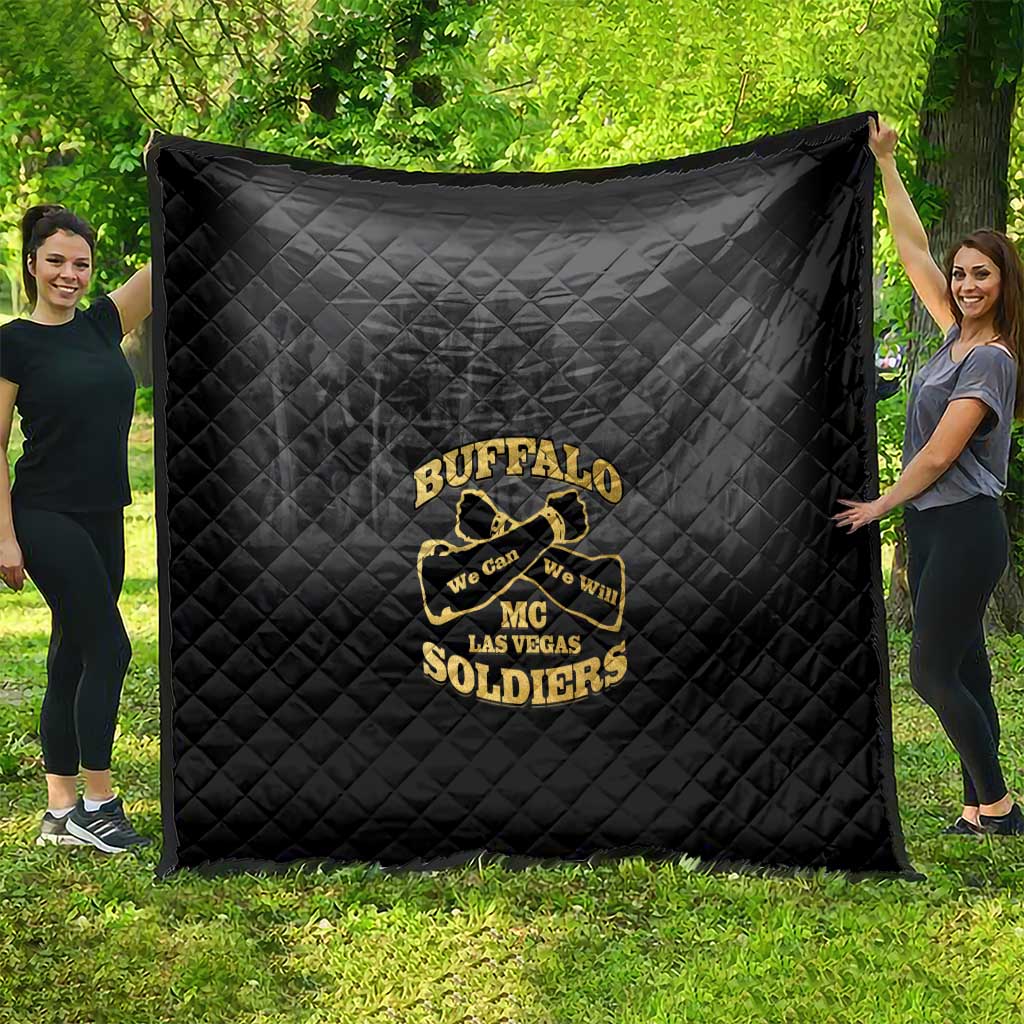 African American Buffalo Soldier Quilt We Can We Will - Black - Wonder Print Shop