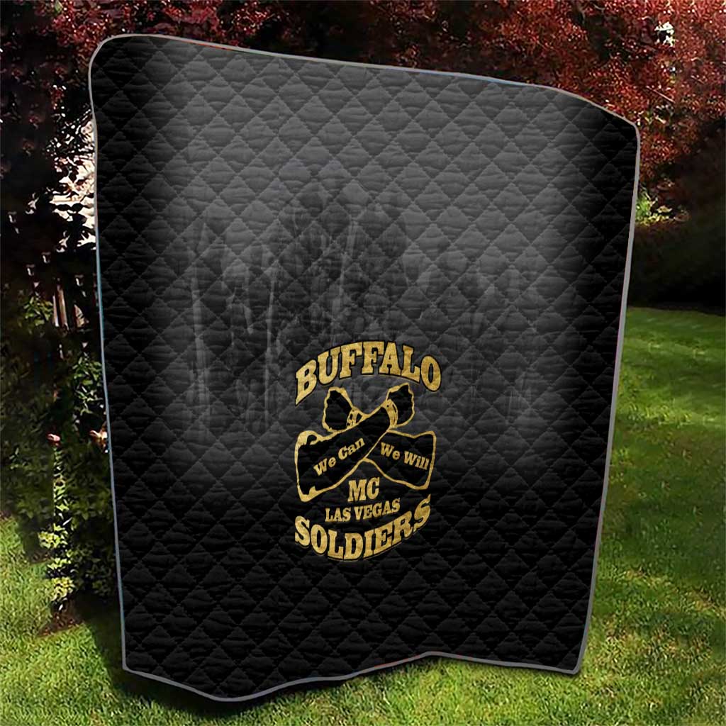 African American Buffalo Soldier Quilt We Can We Will - Black - Wonder Print Shop