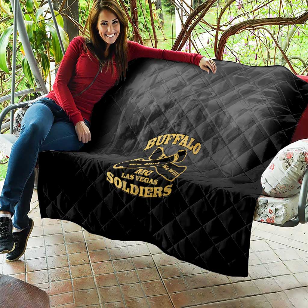 African American Buffalo Soldier Quilt We Can We Will - Black - Wonder Print Shop