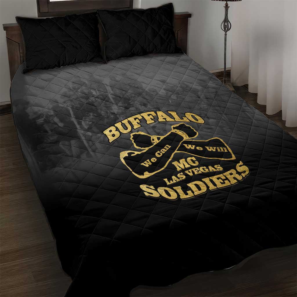 African American Buffalo Soldier Quilt Bed Set We Can We Will - Black - Wonder Print Shop