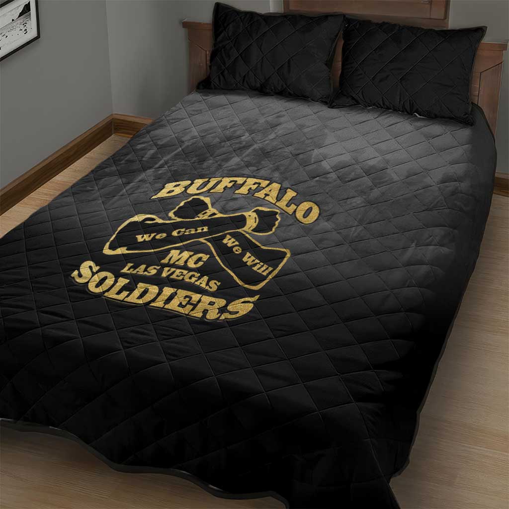 African American Buffalo Soldier Quilt Bed Set We Can We Will - Black - Wonder Print Shop
