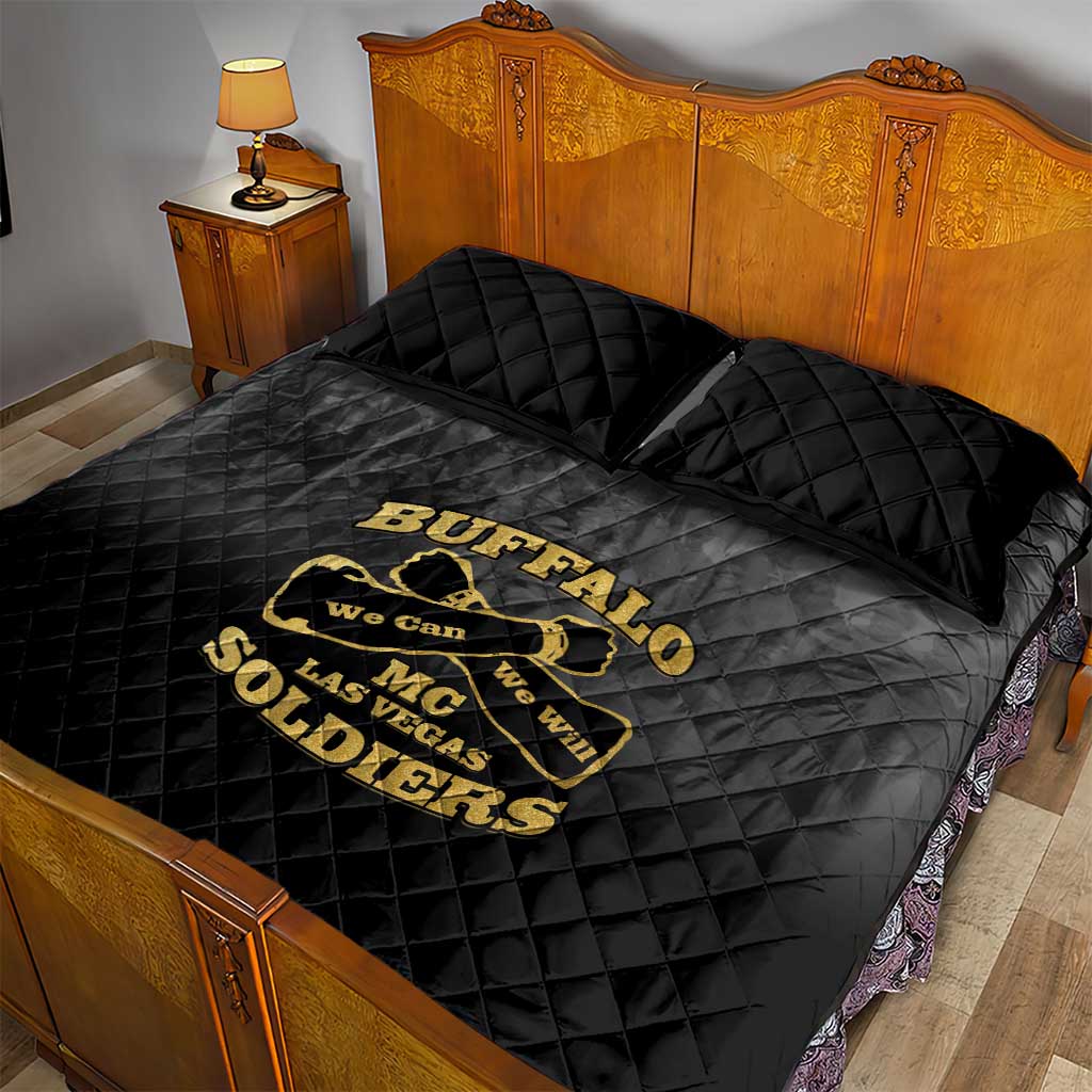 African American Buffalo Soldier Quilt Bed Set We Can We Will - Black - Wonder Print Shop