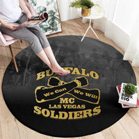 African American Buffalo Soldier Round Carpet We Can We Will - Black - Wonder Print Shop