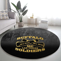 African American Buffalo Soldier Round Carpet We Can We Will - Black - Wonder Print Shop