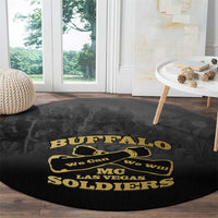 African American Buffalo Soldier Round Carpet We Can We Will - Black - Wonder Print Shop