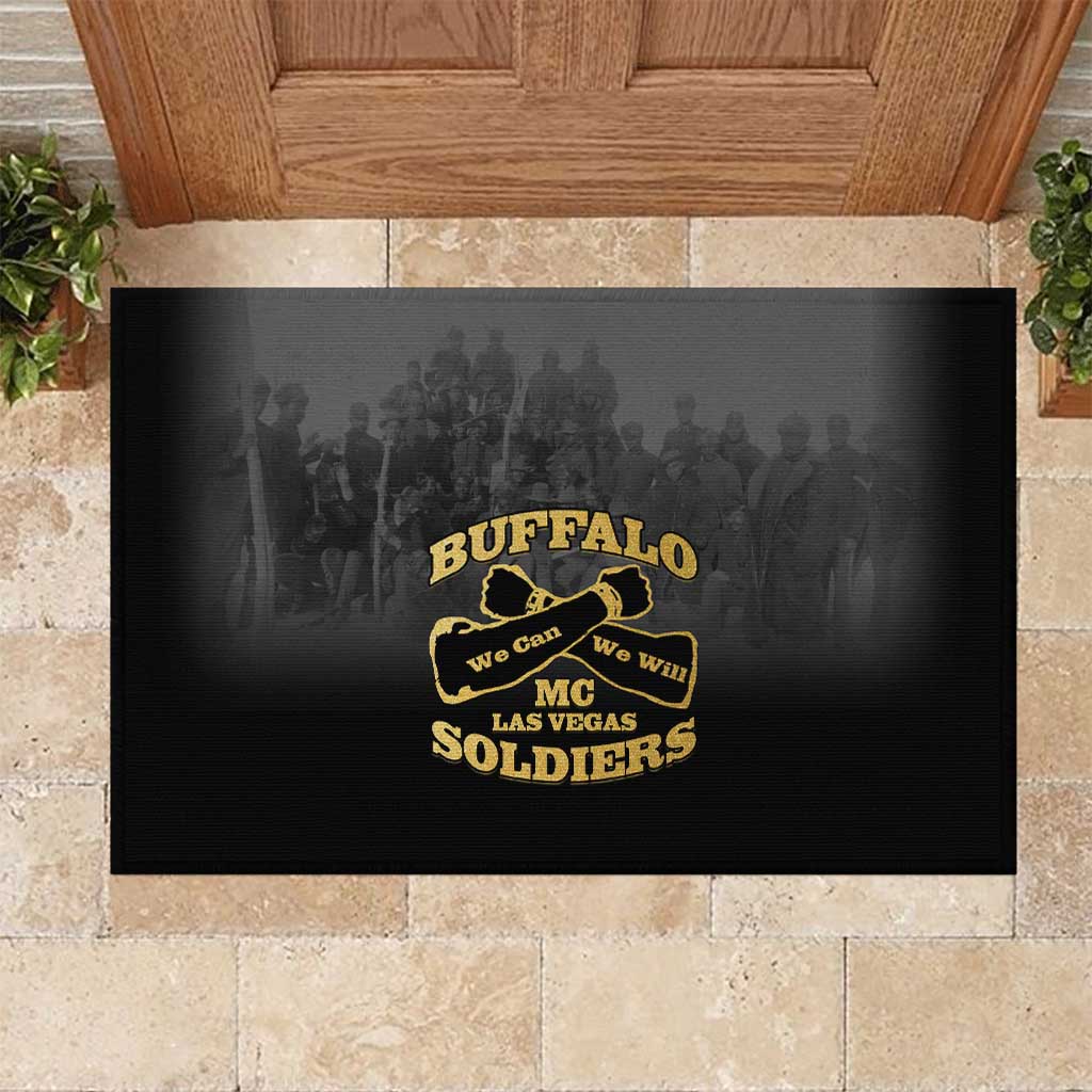 African American Buffalo Soldier Rubber Doormat We Can We Will - Black - Wonder Print Shop