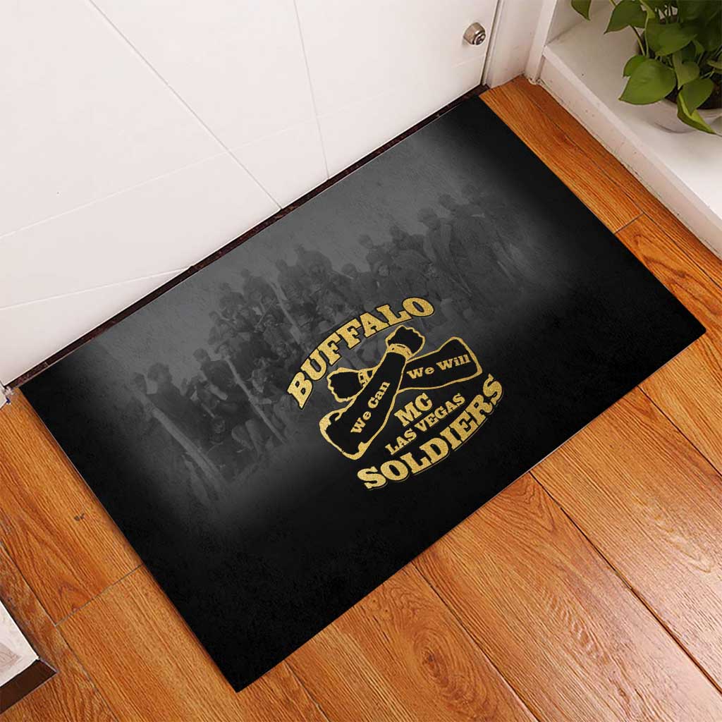 African American Buffalo Soldier Rubber Doormat We Can We Will - Black - Wonder Print Shop